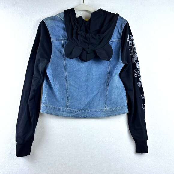 Disney Denim Jacket Kids Size 10/12 Jeans Hooded Mickey Mouse Character - Picture 11 of 11